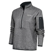 Women's Antigua Heather Charcoal Emory Eagles Fortune Half-Zip Pullover Top