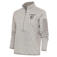 Women's Antigua Oatmeal Northeastern Huskies Fortune Half-Zip Pullover Top