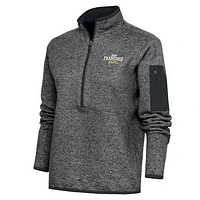 Women's Antigua Heather Charcoal San Francisco Dons Fortune Half-Zip Pullover Top