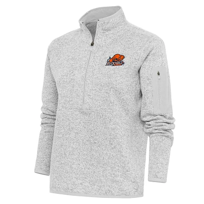 Women's Antigua Heather Gray Bucknell Bison Fortune Half-Zip Pullover Top