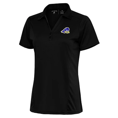 Women's Antigua Black Delaware Fightin' Blue Hens Tribute Polo