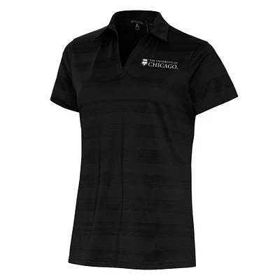 Women's Antigua Black UChicago Maroons Compass Polo