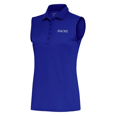 Women's Antigua Blue Emory Eagles Tribute Sleeveless Polo