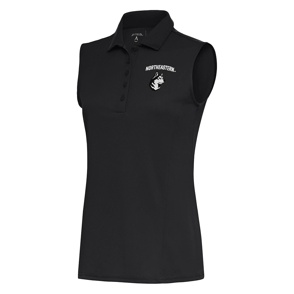 Women's Antigua Charcoal Northeastern Huskies Tribute Sleeveless Polo