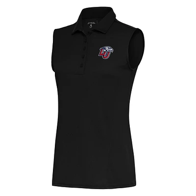 Women's Antigua Black Liberty Flames Tribute Sleeveless Polo