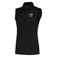 Women's Antigua Black Liberty Flames Tribute Sleeveless Polo