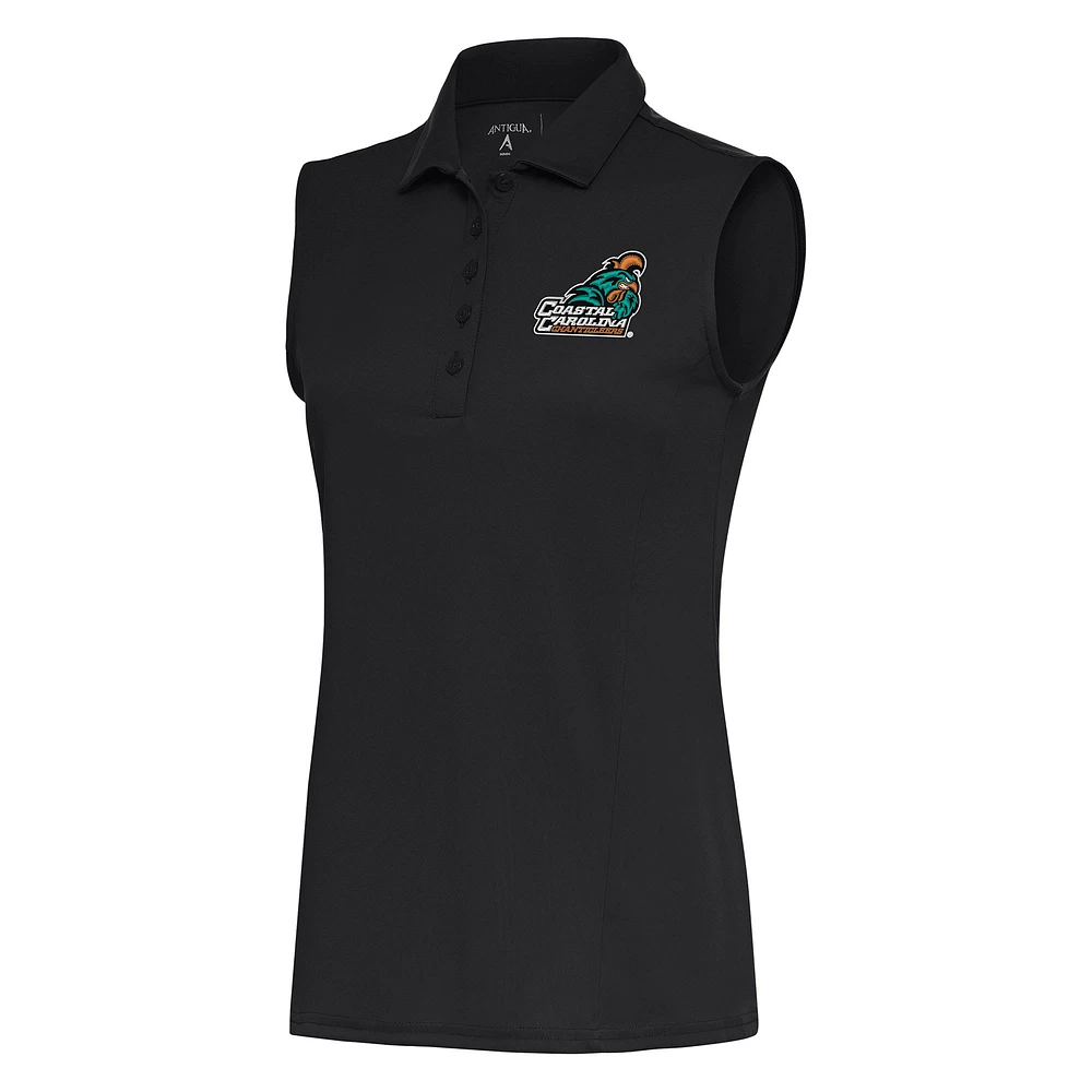 Women's Antigua Charcoal Coastal Carolina Chanticleers Tribute Sleeveless Polo