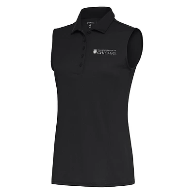 Women's Antigua Charcoal UChicago Maroons Tribute Sleeveless Polo