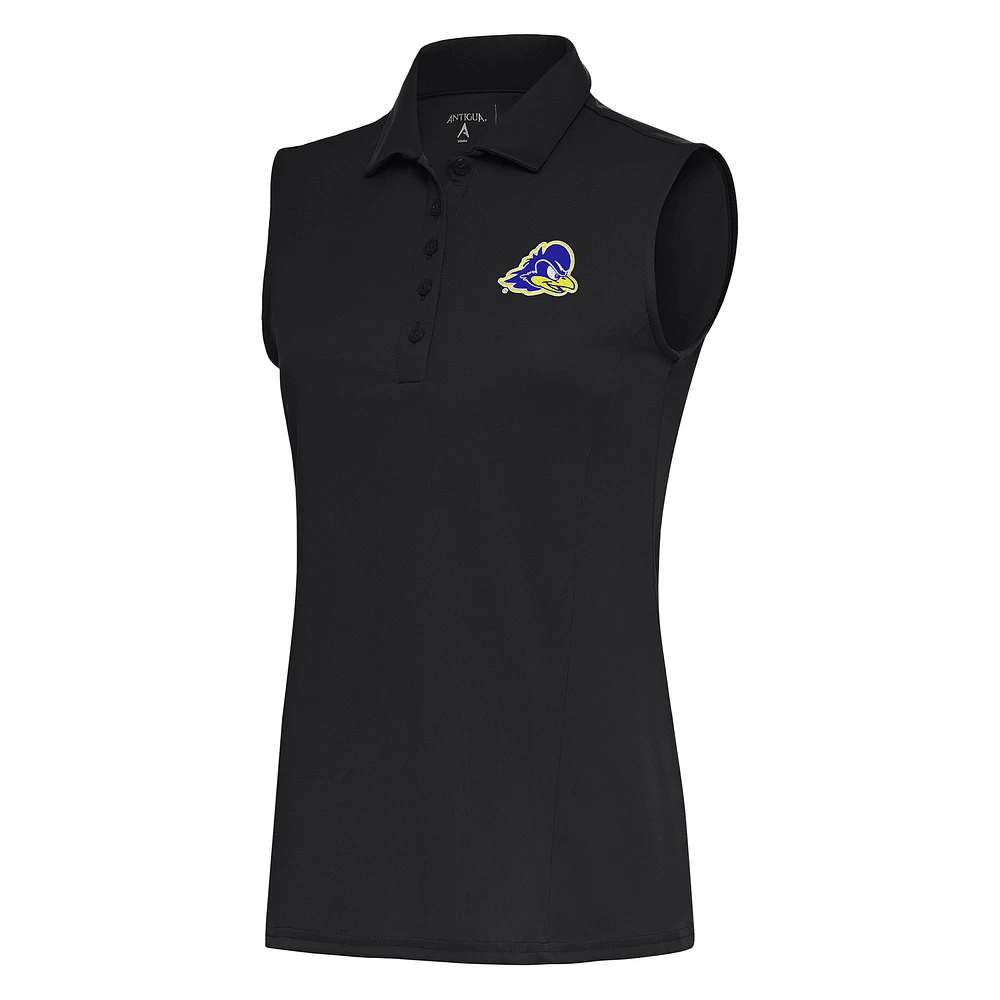Women's Antigua Charcoal Delaware Fightin' Blue Hens Tribute Sleeveless Polo