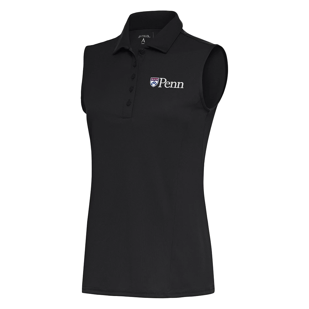 Women's Antigua Charcoal Pennsylvania Quakers Tribute Sleeveless Polo