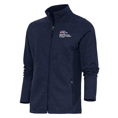 Women's Antigua Heather Navy MSU Denver Roadrunners Course Full-Zip Jacket