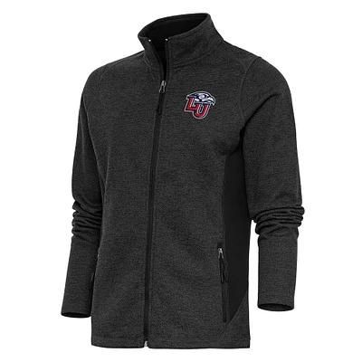 Women's Antigua Heather Black Liberty Flames Course Full-Zip Jacket