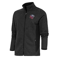 Women's Antigua Heather Black Liberty Flames Course Full-Zip Jacket