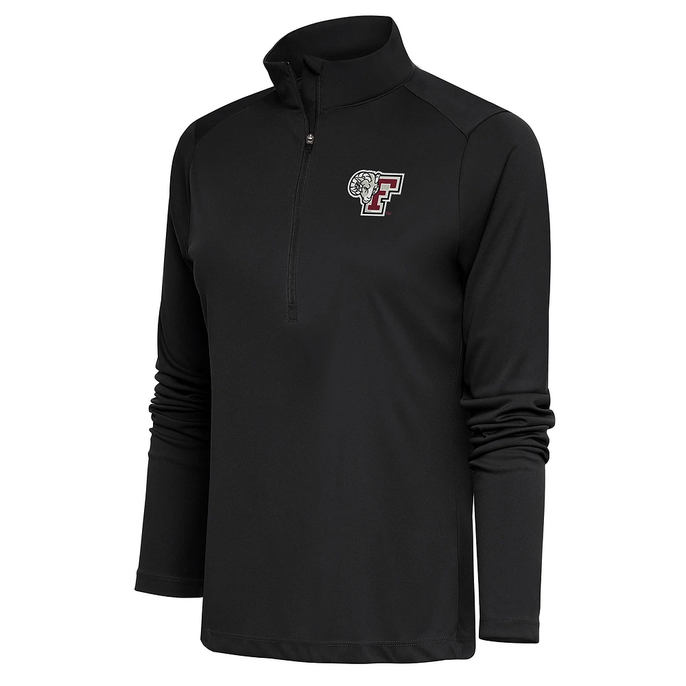 Women's Antigua Charcoal Fordham Rams Tribute Half-Zip Pullover Top