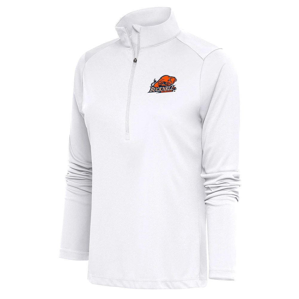 Women's Antigua White Bucknell Bison Tribute Half-Zip Pullover Top