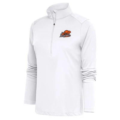 Women's Antigua White Bucknell Bison Tribute Half-Zip Pullover Top