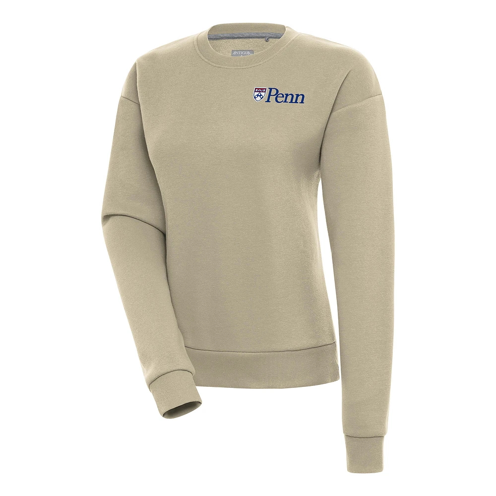 Women's Antigua Khaki Pennsylvania Quakers Victory Crewneck Pullover Sweatshirt