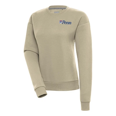 Women's Antigua Khaki Pennsylvania Quakers Victory Crewneck Pullover Sweatshirt