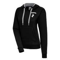 Women's Antigua Black Northeastern Huskies Victory Pullover Hoodie
