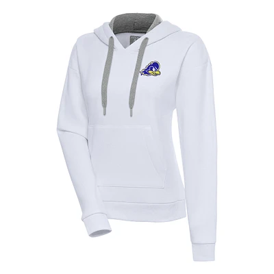 Women's Antigua White Delaware Fightin' Blue Hens Victory Pullover Hoodie