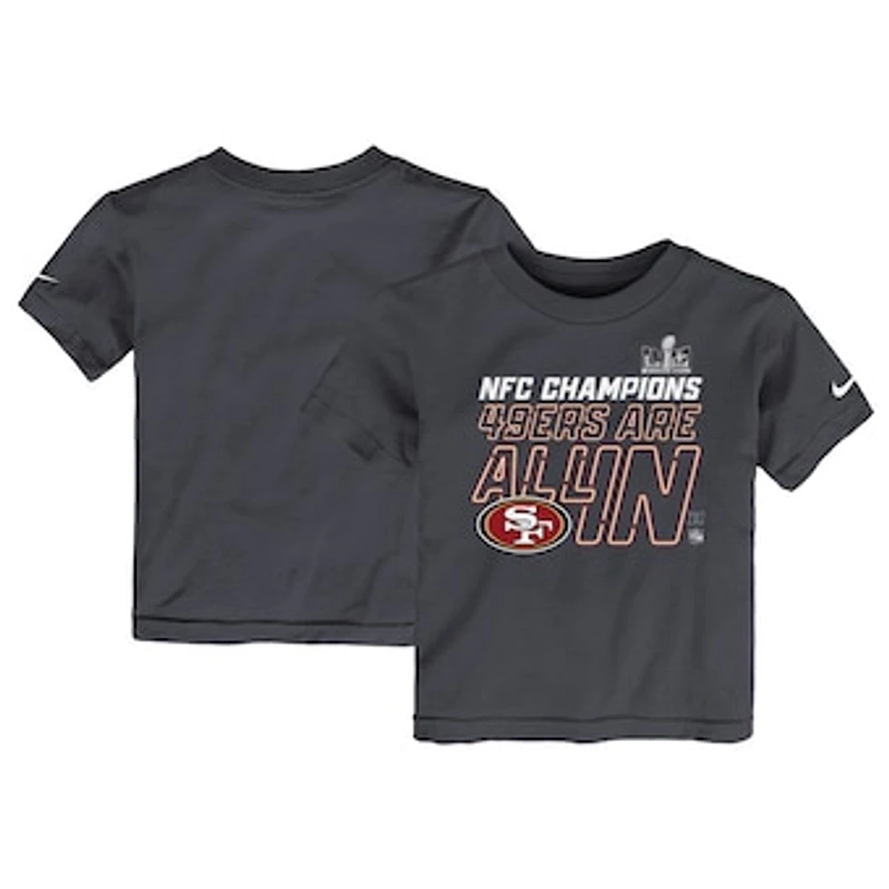 Toddler Nike  Anthracite San Francisco 49ers 2023 NFC Champions Locker Room Trophy Collection T-Shirt