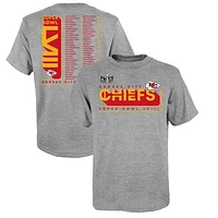 Youth  Heather Gray Kansas City Chiefs Super Bowl LVIII Roster T-Shirt