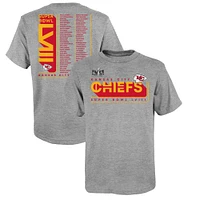 Youth  Heather Gray Kansas City Chiefs Super Bowl LVIII Roster T-Shirt