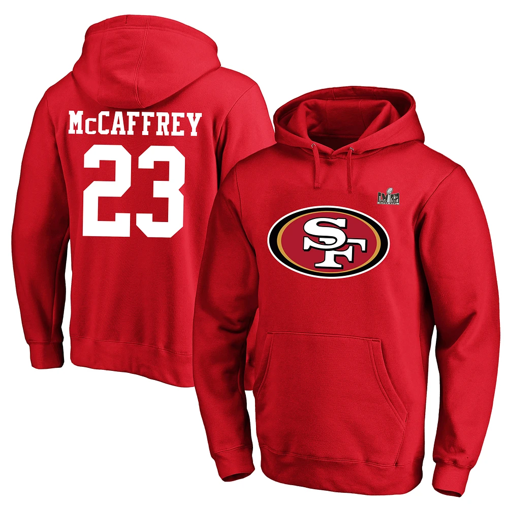 Men's Christian McCaffrey Scarlet San Francisco 49ers Super Bowl LVIII Big & Tall Player Name Number Fleece Pullover Hoodie