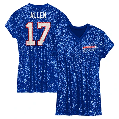 Girls Youth Josh Allen Royal Buffalo Bills Sequin Player Name & Number V-Neck Dress