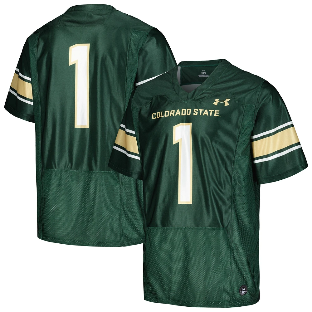 Men's Under Armour #1 Green Colorado State Rams Replica Football Jersey