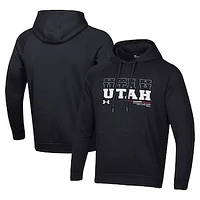 Men's Under Armour Black Utah Utes 2024 Sideline Wordmark Rival Pullover Hoodie