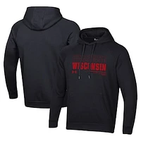 Men's Under Armour Wisconsin Badgers 2024 Sideline Wordmark Rival Pullover Hoodie