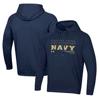 Men's Under Armour Navy Midshipmen 2024 Sideline Wordmark Rival Pullover Hoodie