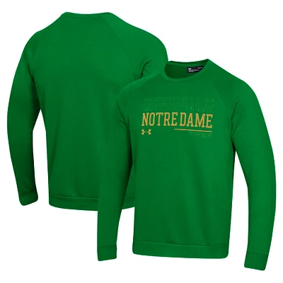 Men's Under Armour Notre Dame Fighting Irish 2024/25 Sideline Wordmark Rival Raglan Pullover Sweatshirt