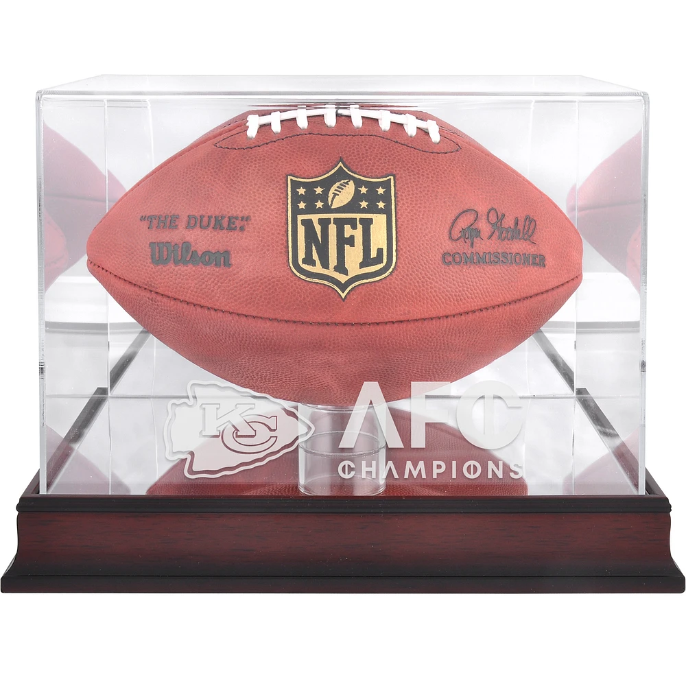 Kansas City Chiefs 2023 AFC Champions Mahogany Logo Football Display Case