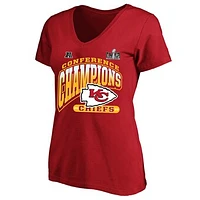 Women's  Red Kansas City Chiefs 2023 AFC Champions Plus Size Hail Mary V-Neck T-Shirt