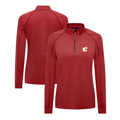 Women's Levelwear Red Calgary Flames Kinetic Insignia Core Quarter-Zip Pullover Top