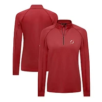 Women's Levelwear Red New Jersey Devils Kinetic Insignia Core Quarter-Zip Pullover Top