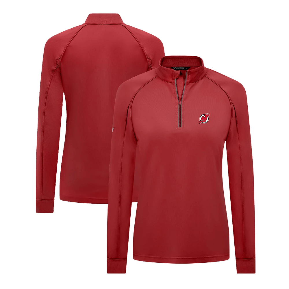 Women's Levelwear Red New Jersey Devils Kinetic Insignia Core Quarter-Zip Pullover Top
