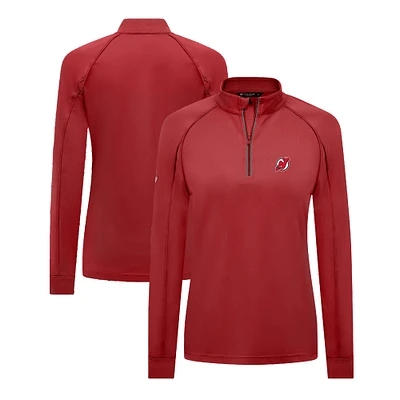 Women's Levelwear Red New Jersey Devils Kinetic Insignia Core Quarter-Zip Pullover Top