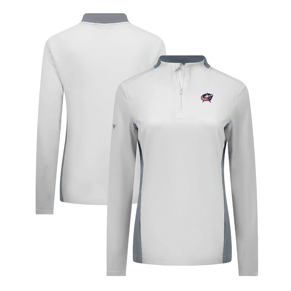 Women's Levelwear White Columbus Blue Jackets Moxie Insignia Core Quarter-Zip Pullover Top