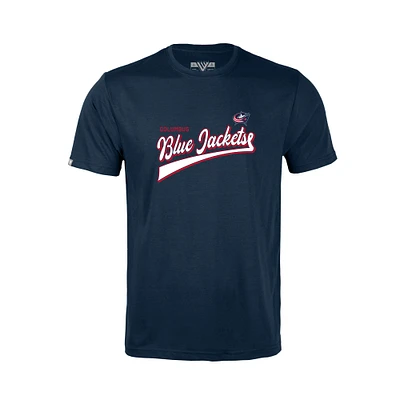 Youth Levelwear Navy Columbus Blue Jackets Little Richmond Retro Script T-Shirt
