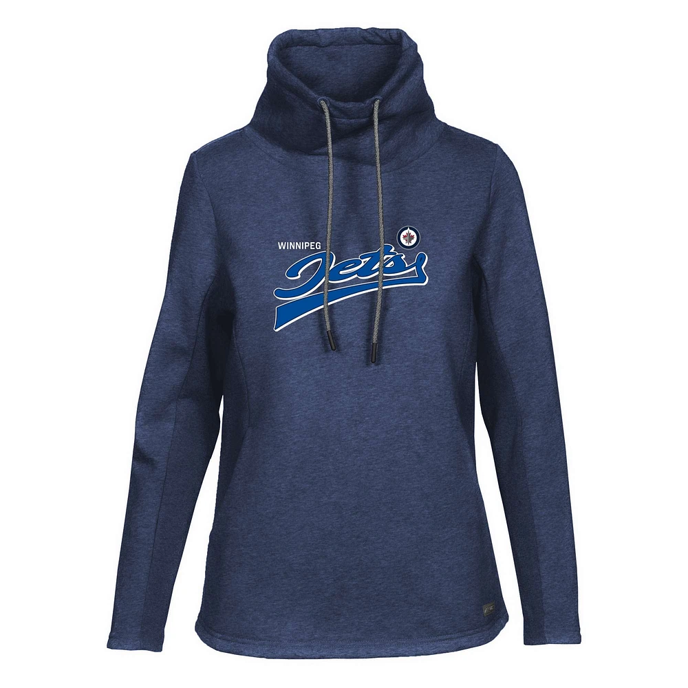 Women's Levelwear Navy Winnipeg Jets Loop Retro Script Pullover Top