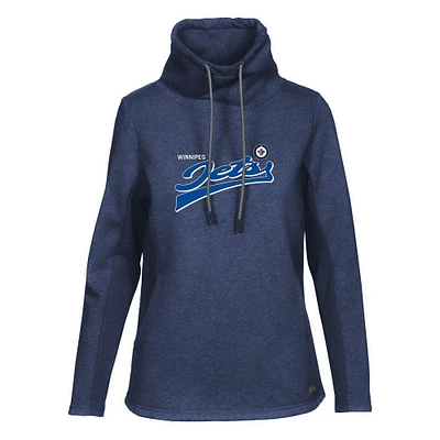 Women's Levelwear Navy Winnipeg Jets Loop Retro Script Pullover Top