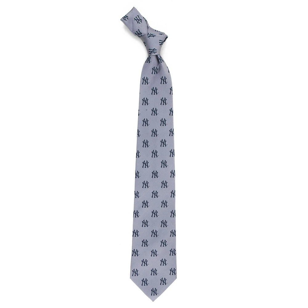 Men's Gray New York Yankees Echo Woven Silk Tie