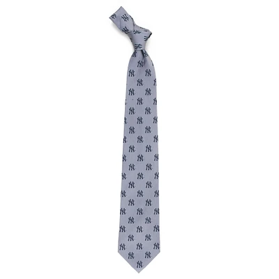 Men's Gray New York Yankees Echo Woven Silk Tie