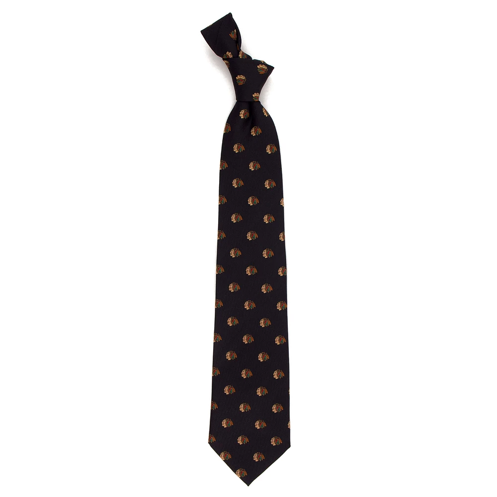 Men's Black Chicago Blackhawks Echo Woven Silk Tie