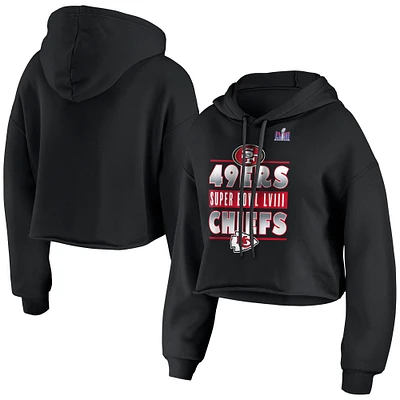 Women's WEAR by Erin Andrews  Black Kansas City Chiefs vs. San Francisco 49ers Super Bowl LVIII Matchup Cropped Pullover Hoodie