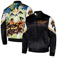 Men's Chalk Line Black Ghost Rider  Fanimation Satin Full-Snap Jacket