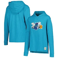 Youth Mitchell & Ness Teal Charlotte Hornets Hardwood Classics Legendary Slub Lightweight Pullover Hoodie